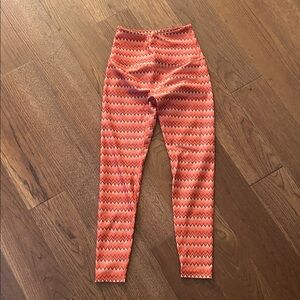 Womens Zigzag Patterned Leggings - Orange